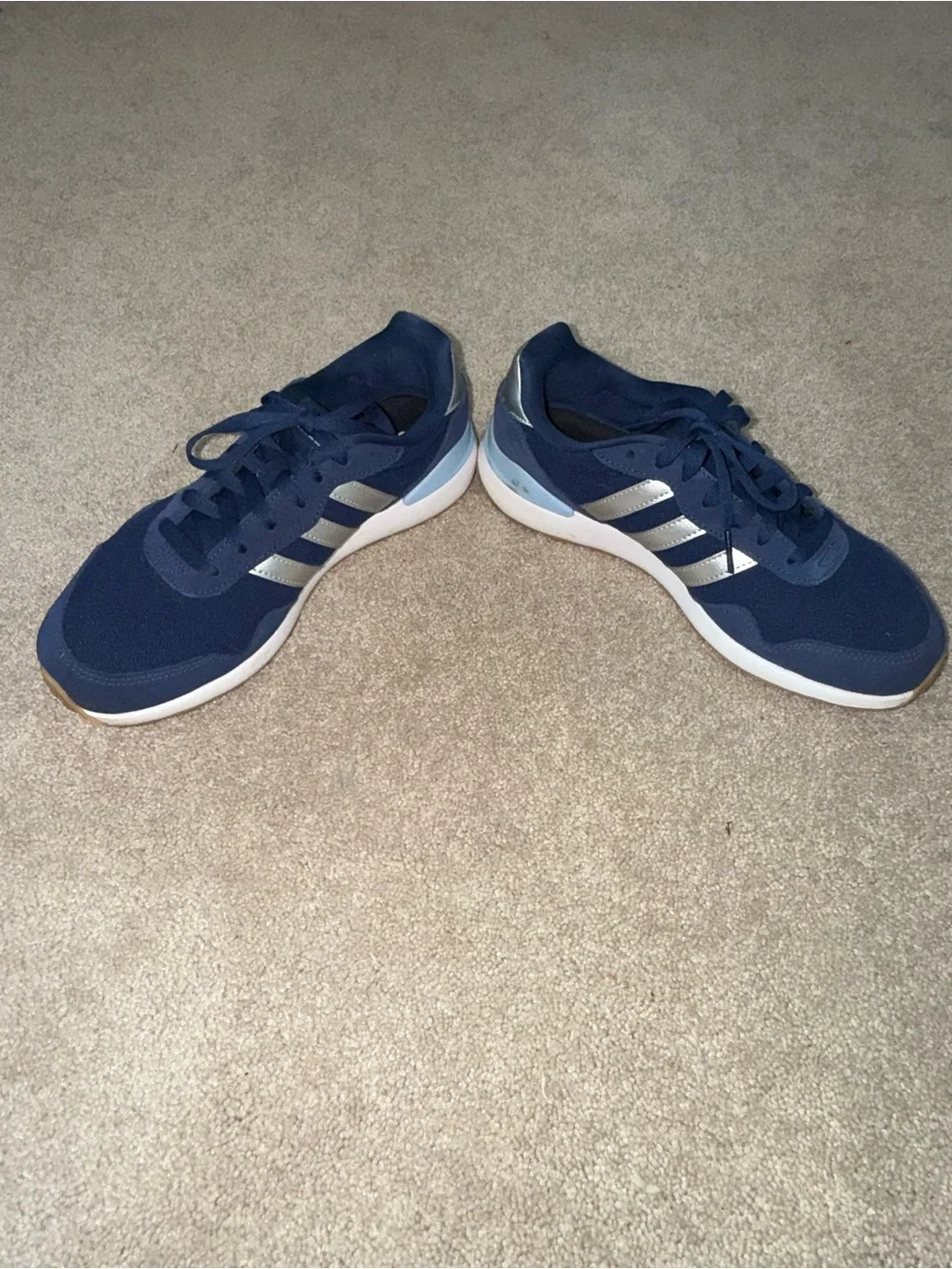 Adidas Run 70s 2.0 Womens 7.5 Navy Blue Silver Gum Sneakers JR6630